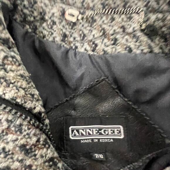 Anne-Gee Women's Size‎ 7/8 Tweed Moto Black Gray Bomber Jacket - Picture 6 of 9